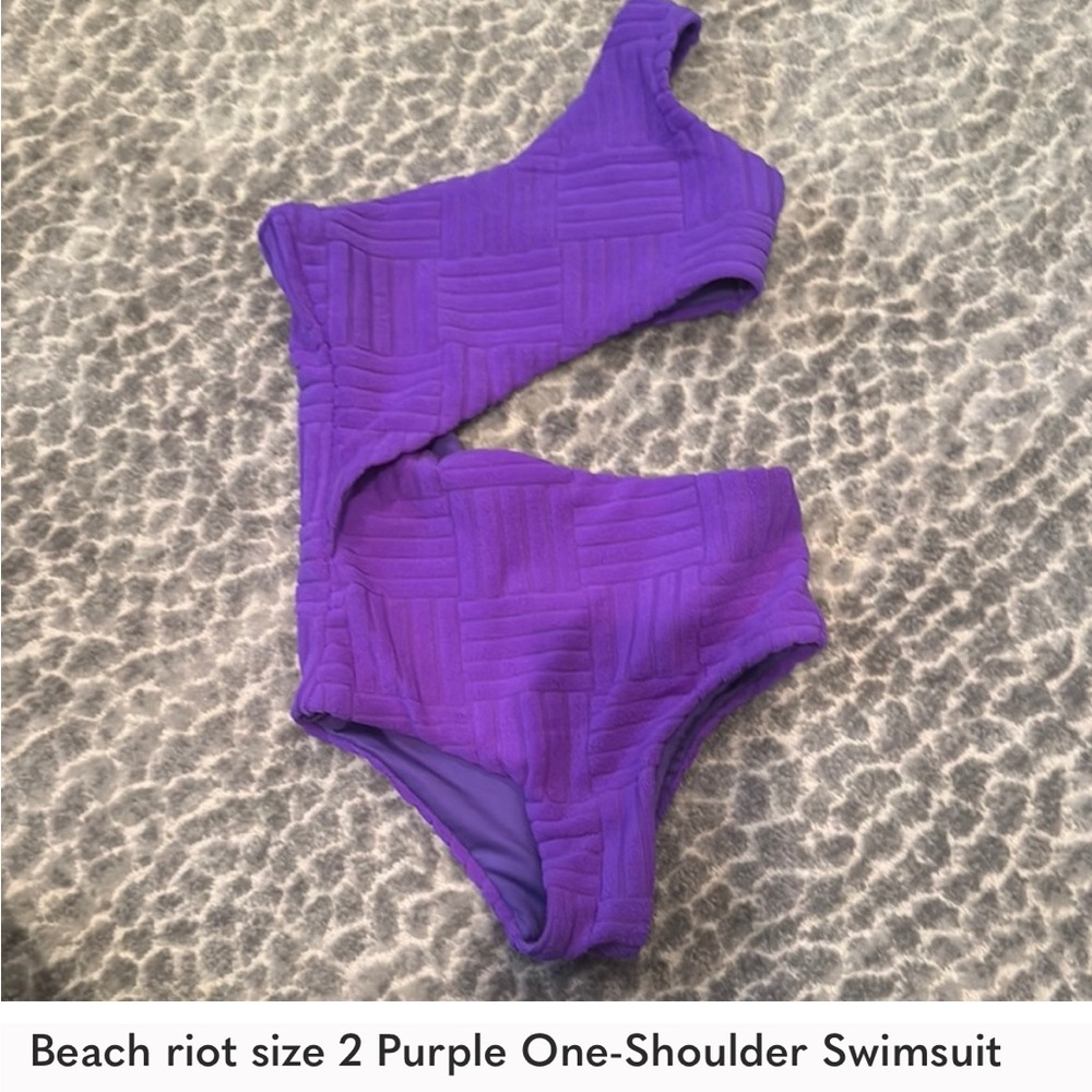Beach Riot Purple One-Shoulder Swimsuit